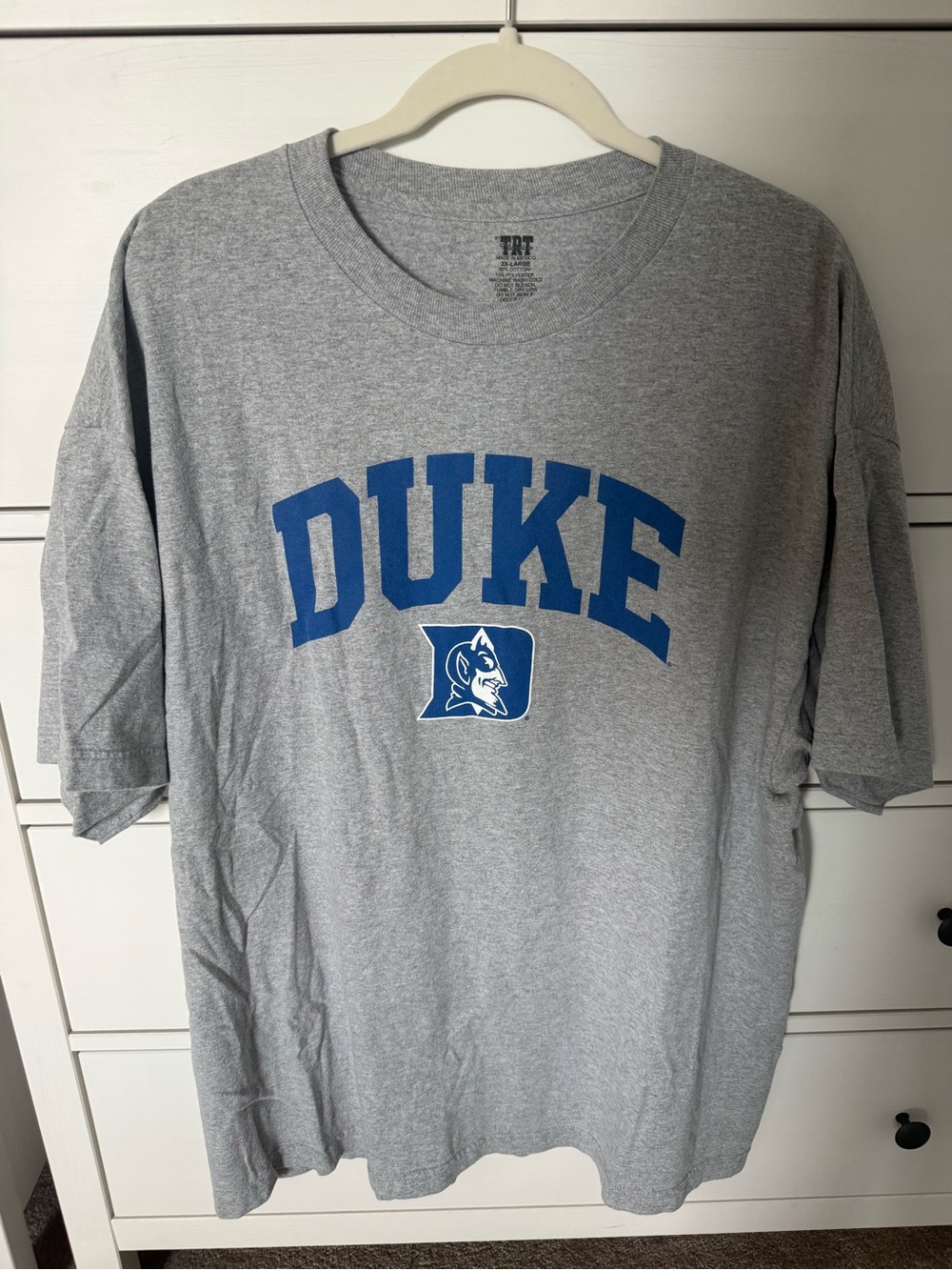 Gray Duke Arch Logo Crewneck T-Shirt - Blue Print